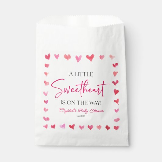 Een beetje lieverd rood roze harten Baby shower Bedankzakje (Voorkant)