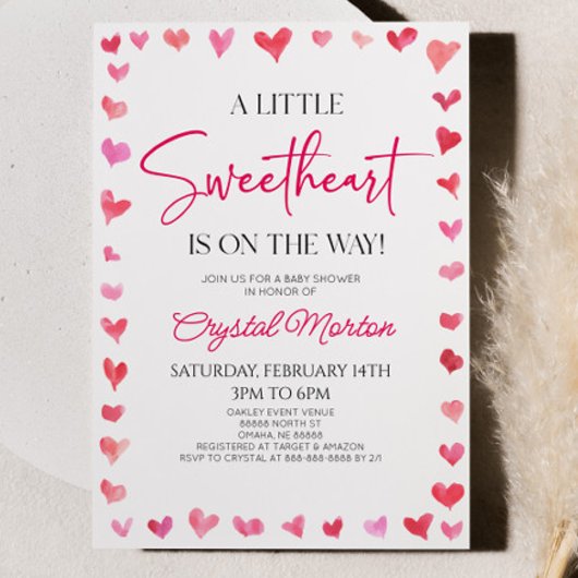 Een beetje lieverd rood roze harten Baby shower Kaart