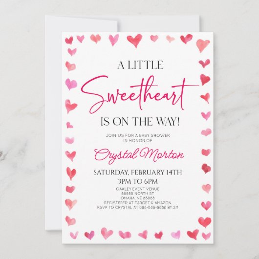 Een beetje lieverd rood roze harten Baby shower Kaart (Voorkant)