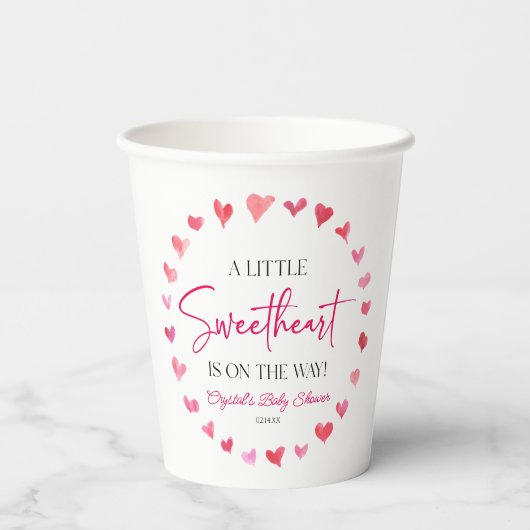 Een beetje lieverd rood roze harten Baby shower Papieren Bekers (Achterkant)