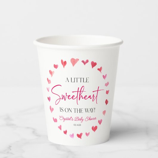 Een beetje lieverd rood roze harten Baby shower Papieren Bekers (Voorkant)