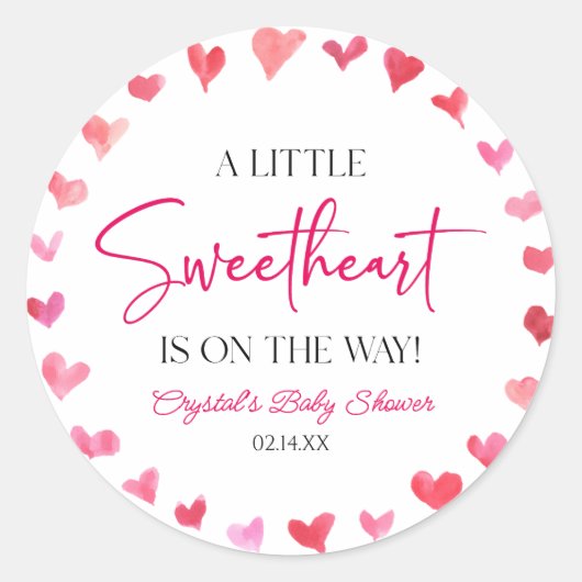Een beetje lieverd rood roze harten Baby shower Ronde Sticker (Voorkant)