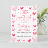 Een beetje lieverd roze harten Baby shower Kaart (Staand voorkant)