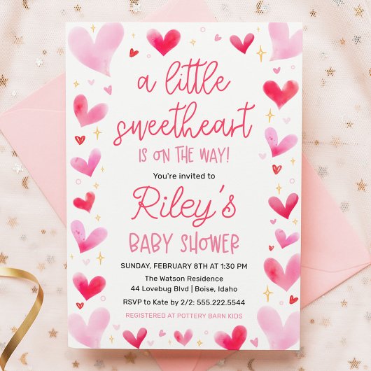 Een beetje lieverd roze harten Baby shower Kaart