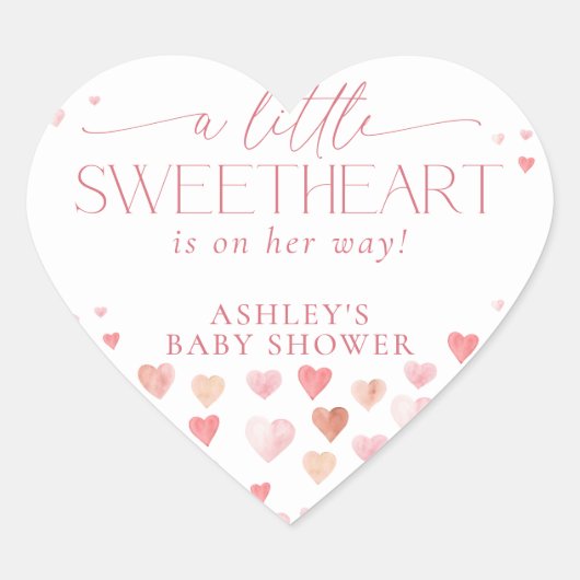 Een beetje lieverd, roze meisje Baby shower Hart Sticker (Voorkant)