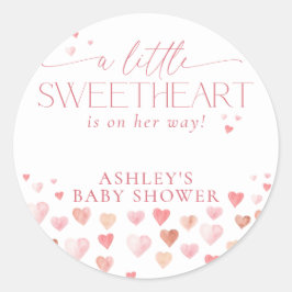 Een beetje lieverd, roze meisje Baby shower Ronde Sticker