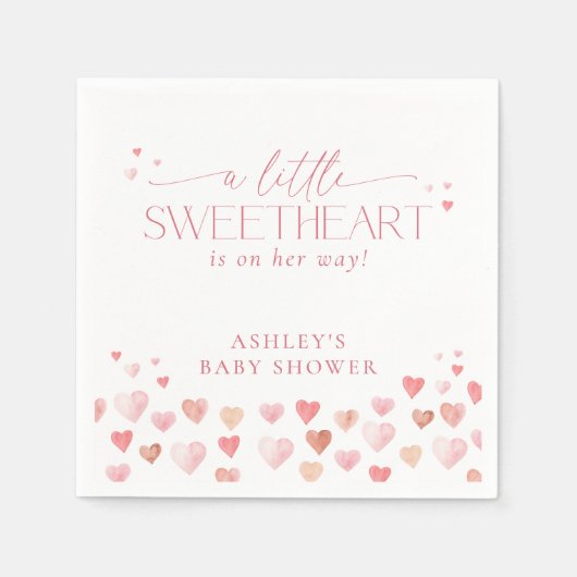 Een beetje lieverd, roze meisje Baby shower Servet (Voorkant)