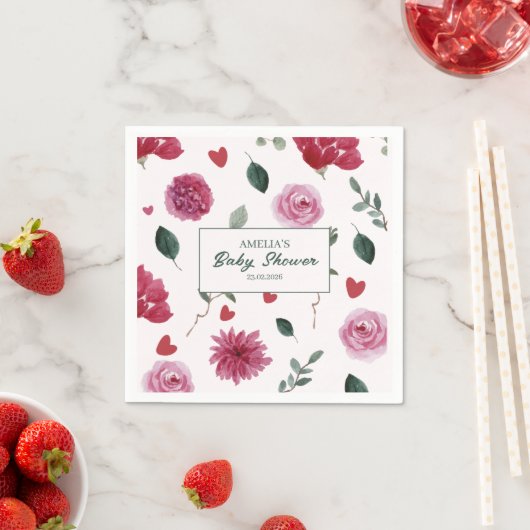 Een beetje lieverd valentijn floral baby shower servet (Insitu)