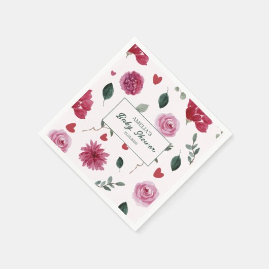 Een beetje lieverd valentijn floral baby shower servet (Hoek)