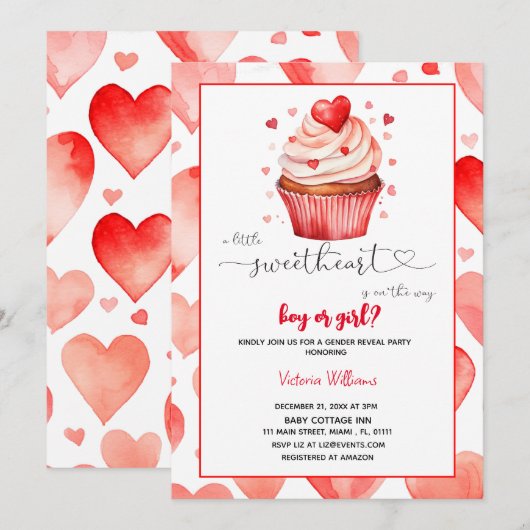 Een beetje lieverd valentijn harten Geslacht onthu Kaart (Voorkant / Achterkant)