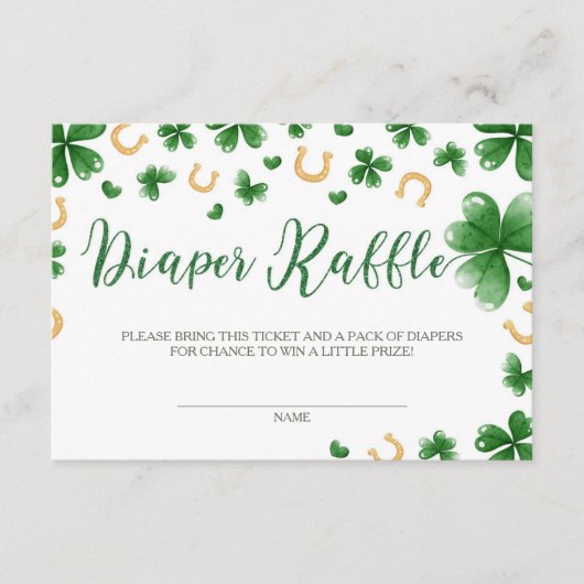 Een beetje Lucky Charm Baby shower Luier Raffle Informatiekaartje (Voorkant)