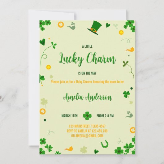 Een beetje Lucky Charm Leaf Clover Baby shower Kaart (Voorkant)