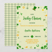 Een beetje Lucky Charm Leaf Clover Baby shower Kaart (Voorkant / Achterkant)