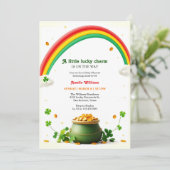 Een beetje Lucky Charm Rainbow Baby shower Kaart (Staand voorkant)