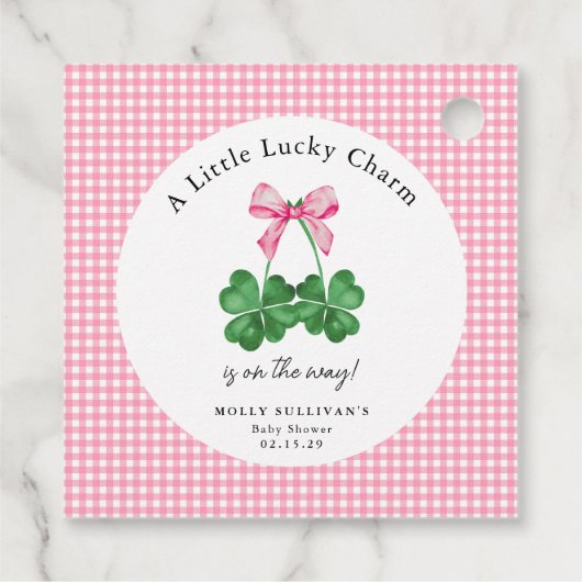 Een beetje Lucky Charm Shamrock Baby shower Bedankjes Labels (Achterkant)