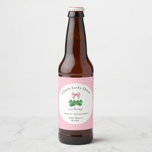 Een beetje Lucky Charm Shamrock Baby shower Bier Etiket (Voorkant)