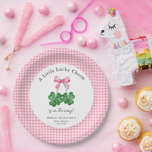 Een beetje Lucky Charm Shamrock Baby shower Papieren Bordje (Feest)