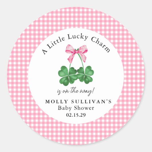 Een beetje Lucky Charm Shamrock Baby shower Ronde Sticker (Voorkant)