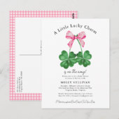Een beetje Lucky Charm Shamrock Coquette Bow Briefkaart (Voorkant / Achterkant)