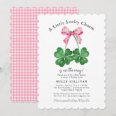Een beetje Lucky Charm Shamrock Coquette Bow Kaart (Voorkant / Achterkant)
