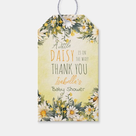 Een beetje madeliefje is onderweg naar bloemenBaby Cadeaulabel (Voorkant)