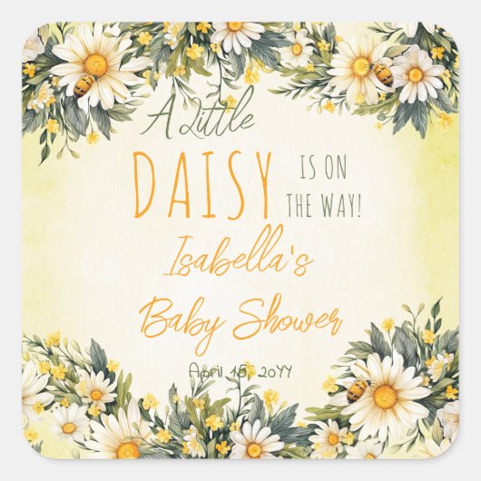 Een beetje madeliefje is onderweg naar bloemenBaby Vierkante Sticker (Voorkant)