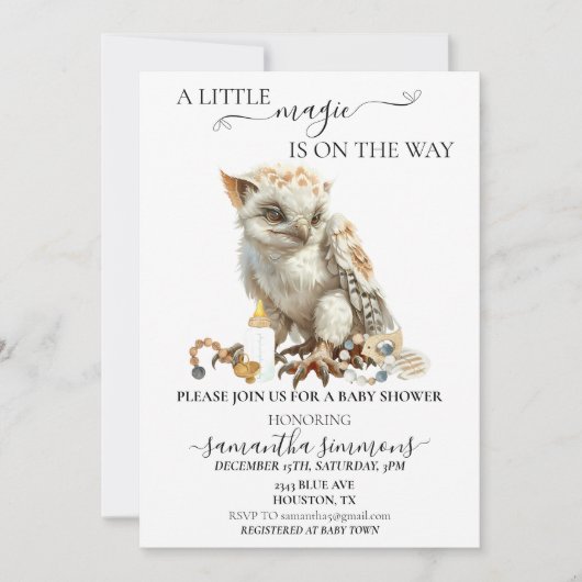 Een beetje Magic Griffin op de weg Baby shower Kaart (Voorkant)