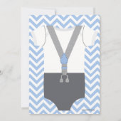 Een beetje Man Baby shower Invitation, Blauw & Gri Kaart (Achterkant)