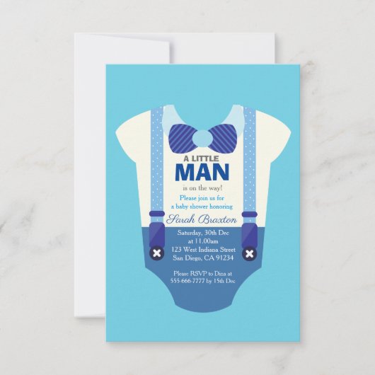 Een beetje man baby shower uitnodigingskaart kaart (Voorkant)
