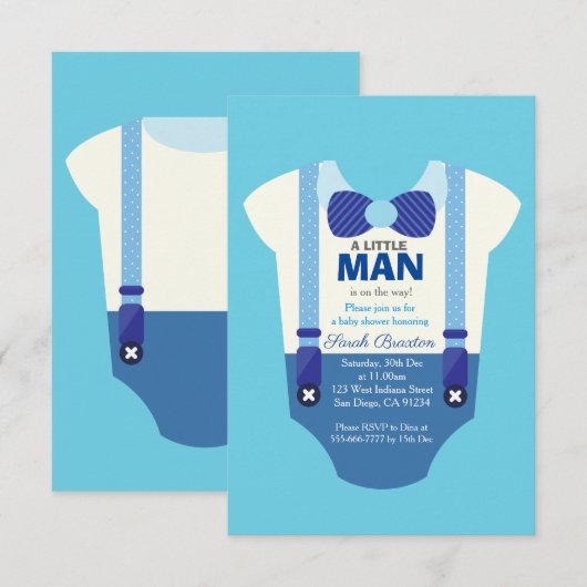 Een beetje man baby shower uitnodigingskaart kaart (Voorkant / Achterkant)