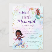 Een beetje Mermaid African American Baby shower Kaart (Voorkant)