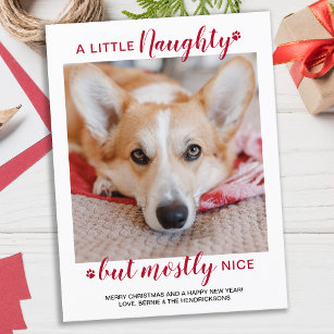 Een beetje Naughty Persoonlijke Dog Pet Foto Holid Briefkaart