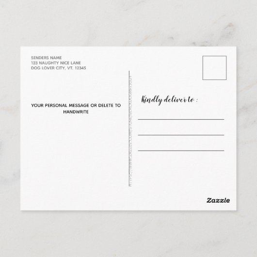 Een beetje Naughty Persoonlijke Dog Pet Foto Holid Briefkaart (Achterkant)