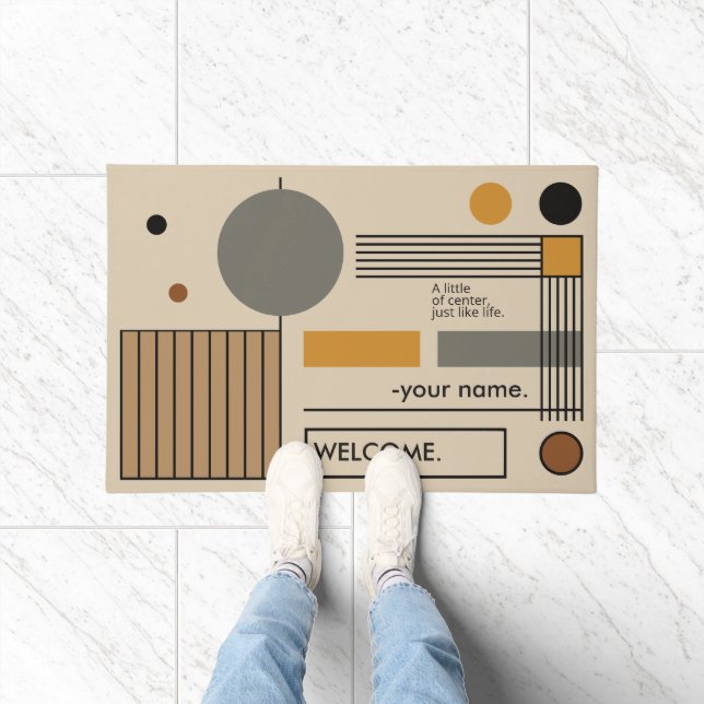 Een beetje off-center, stijlvol met naam welkom deurmat (Binnen)