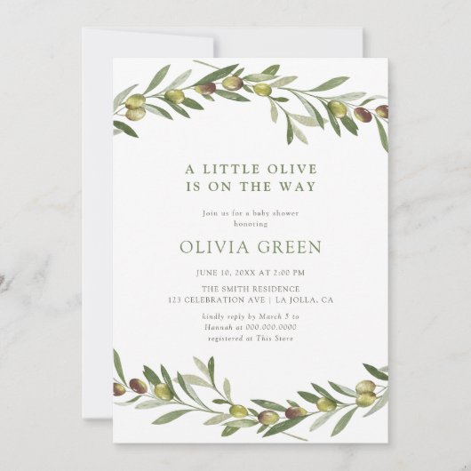 Een beetje olijf Baby shower Kaart (Voorkant)