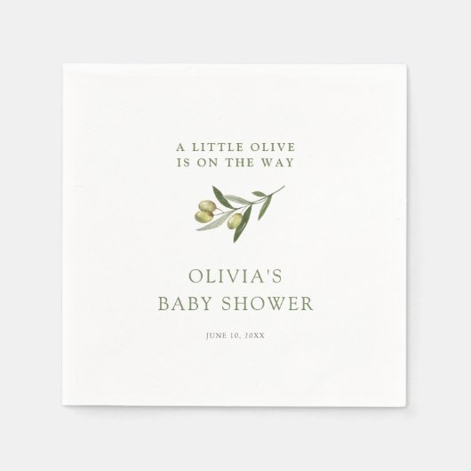 Een beetje olijf minimalistisch Baby shower Servet (Voorkant)