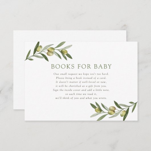 Een beetje Olive Baby shower Boeken voor Baby Informatiekaartje (Voorkant / Achterkant)