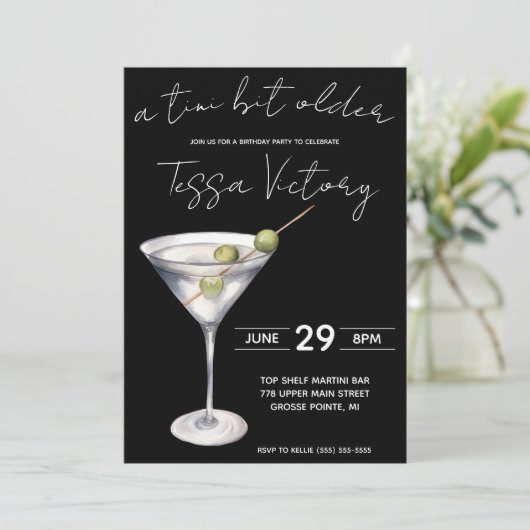 Een beetje ouder, Martini thema verjaardagsfeestje Kaart (Staand voorkant)