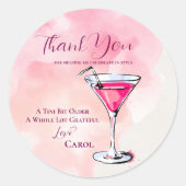 Een beetje ouder roze Martini verjaardag Dank u Ronde Sticker (Voorkant)