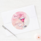 Een beetje ouder roze Martini verjaardag Dank u Ronde Sticker (Envelop)