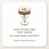 Een beetje oudere Espresso Martini Party-gunst Kartonnen Onderzetters (Voorkant)