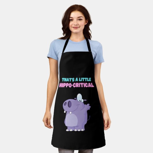 Een beetje Paarse Hippo Kritische Funny Hippopotam Schort (Gedragen)