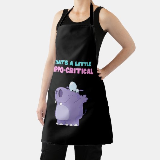 Een beetje Paarse Hippo Kritische Funny Hippopotam Schort (Insitu)