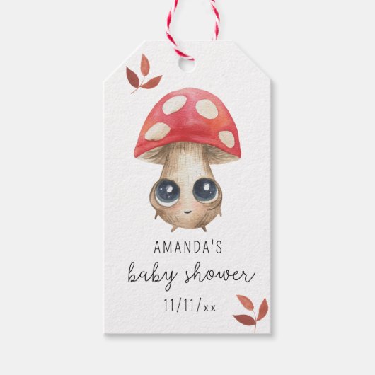 Een beetje paddenstoel is op weg - Baby shower Cadeaulabel (Voorkant)