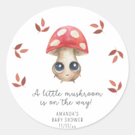 Een beetje paddenstoel is op weg - Baby shower Ronde Sticker
