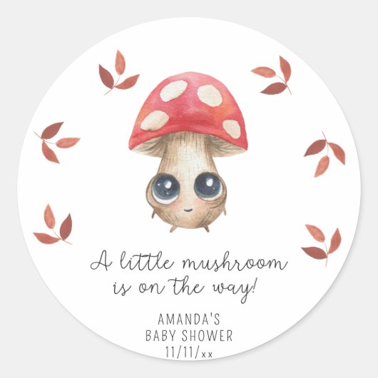 Een beetje paddenstoel is op weg - Baby shower Ronde Sticker (Voorkant)