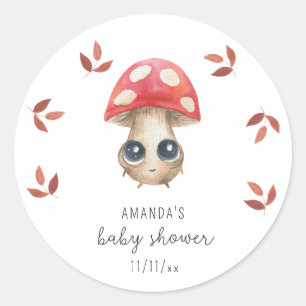 Een beetje paddenstoel is op weg - Baby shower Ronde Sticker