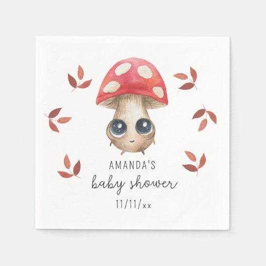 Een beetje paddenstoel is op weg - Baby shower Servet (Voorkant)