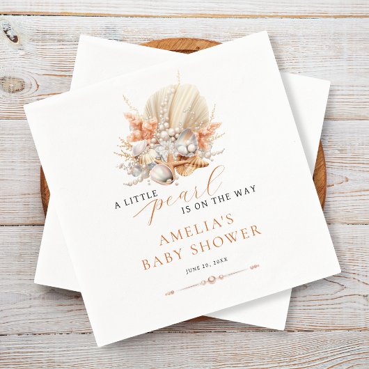 Een beetje Pearl Coastal Pearl Baby shower servett Servet