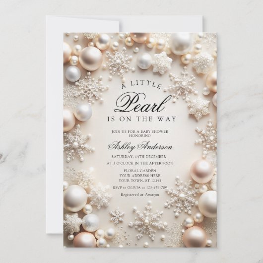 Een beetje Pearl Neutral Baby shower Kaart (Voorkant)